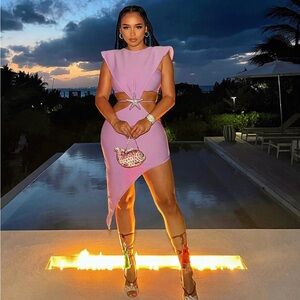 WJW Love Island Gal Purple Bandage Dress - Size M